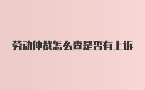 劳动仲裁怎么查是否有上诉