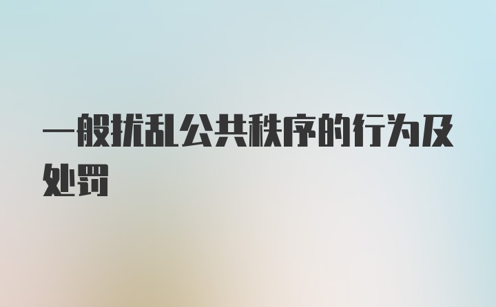 一般扰乱公共秩序的行为及处罚