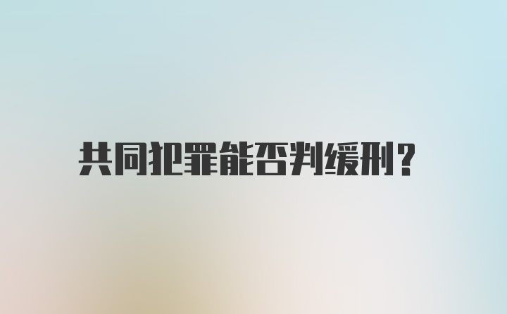 共同犯罪能否判缓刑?