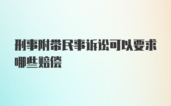 刑事附带民事诉讼可以要求哪些赔偿