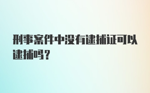 刑事案件中没有逮捕证可以逮捕吗？