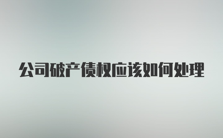 公司破产债权应该如何处理