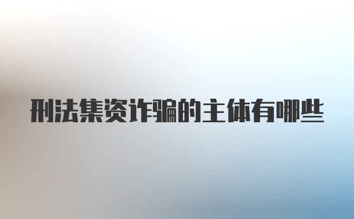 刑法集资诈骗的主体有哪些