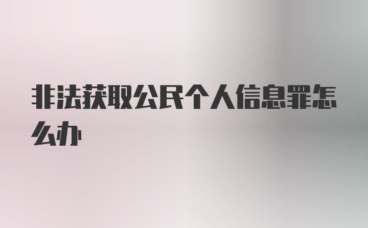 非法获取公民个人信息罪怎么办