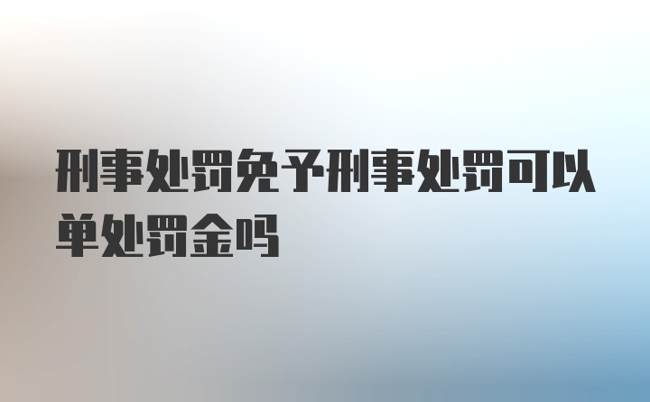 刑事处罚免予刑事处罚可以单处罚金吗