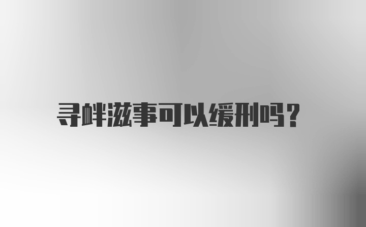 寻衅滋事可以缓刑吗？