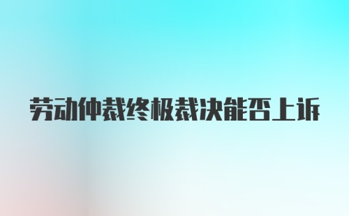 劳动仲裁终极裁决能否上诉