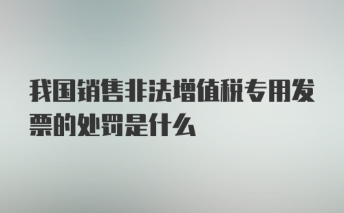 我国销售非法增值税专用发票的处罚是什么