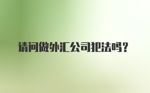 请问做外汇公司犯法吗？