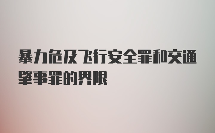 暴力危及飞行安全罪和交通肇事罪的界限