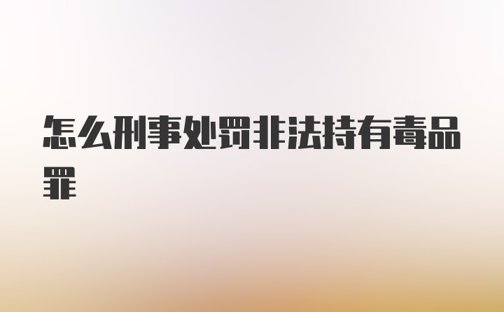 怎么刑事处罚非法持有毒品罪