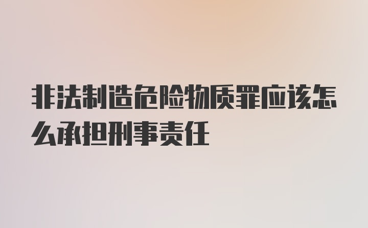 非法制造危险物质罪应该怎么承担刑事责任