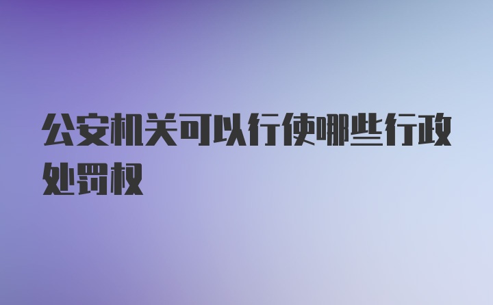 公安机关可以行使哪些行政处罚权