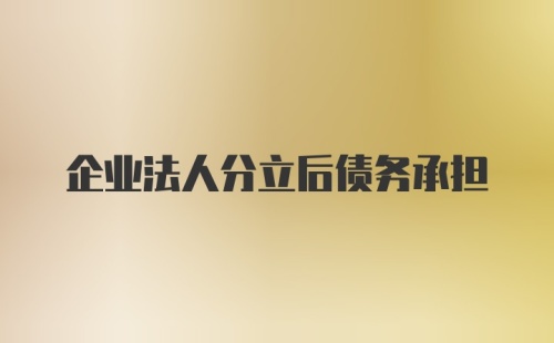 企业法人分立后债务承担