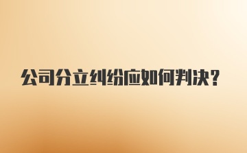 公司分立纠纷应如何判决？