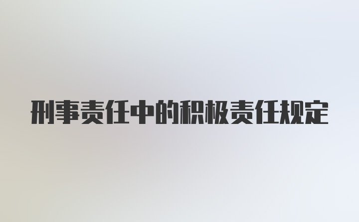 刑事责任中的积极责任规定