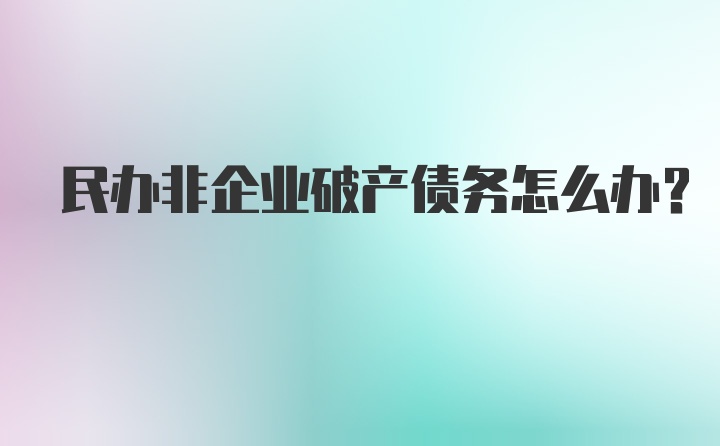 民办非企业破产债务怎么办？