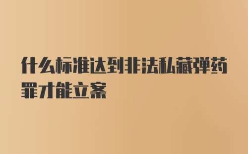 什么标准达到非法私藏弹药罪才能立案