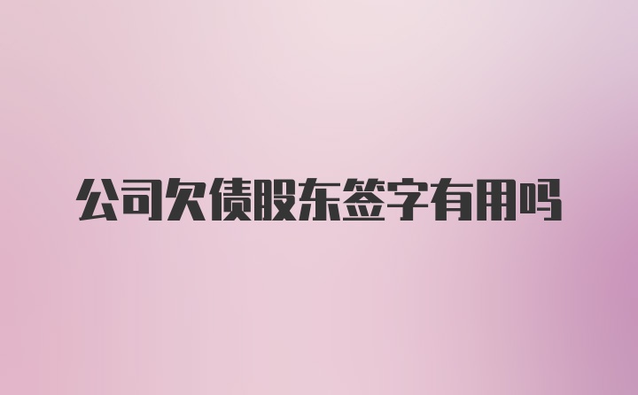 公司欠债股东签字有用吗