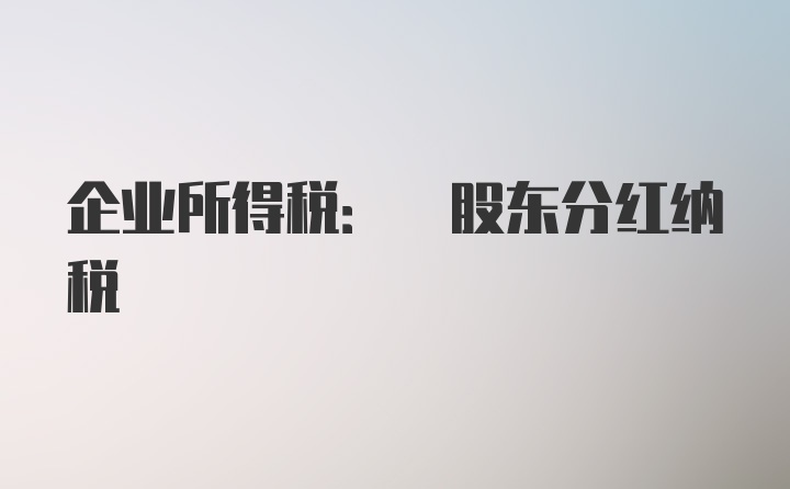 企业所得税: 股东分红纳税