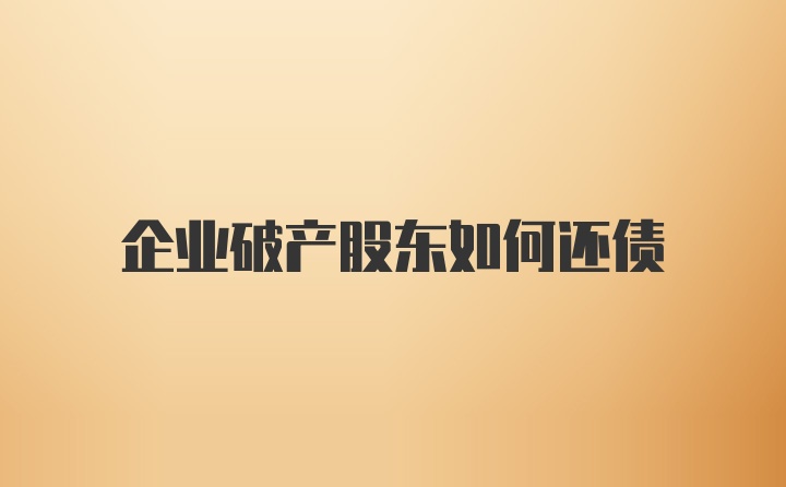 企业破产股东如何还债