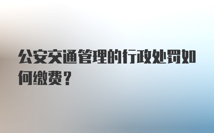 公安交通管理的行政处罚如何缴费？