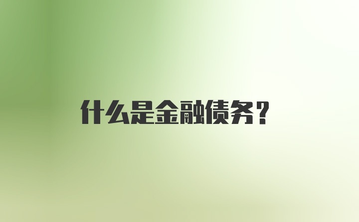 什么是金融债务？