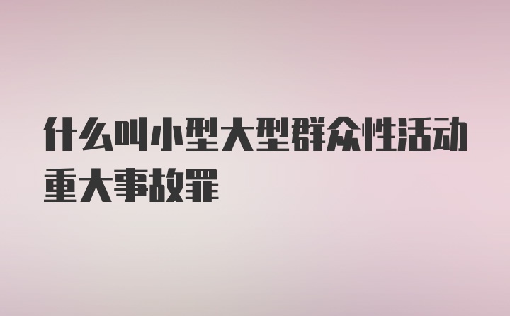 什么叫小型大型群众性活动重大事故罪