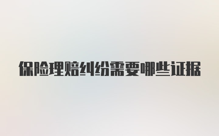 保险理赔纠纷需要哪些证据