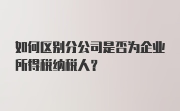 如何区别分公司是否为企业所得税纳税人？