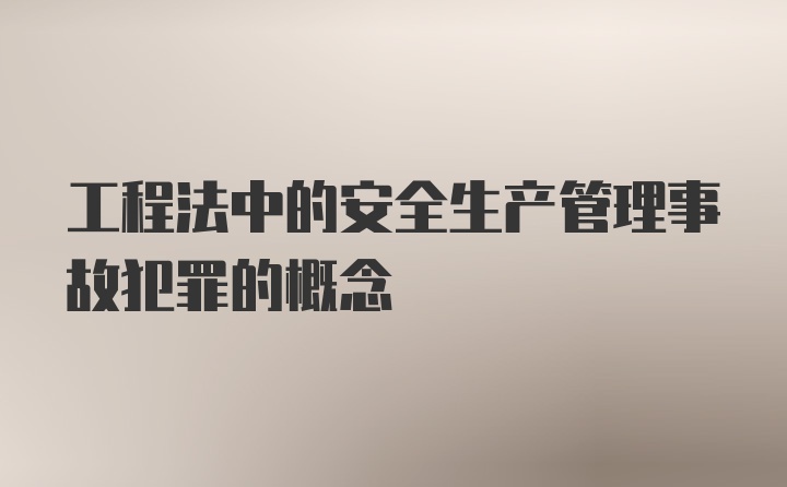 工程法中的安全生产管理事故犯罪的概念