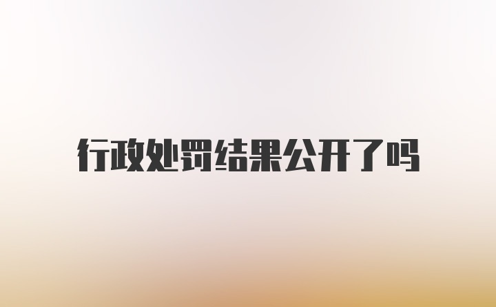 行政处罚结果公开了吗