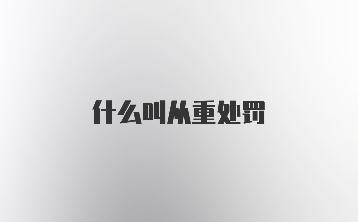 什么叫从重处罚