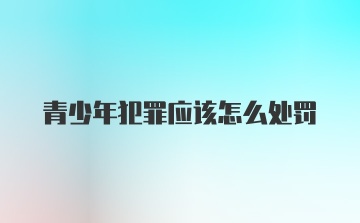 青少年犯罪应该怎么处罚