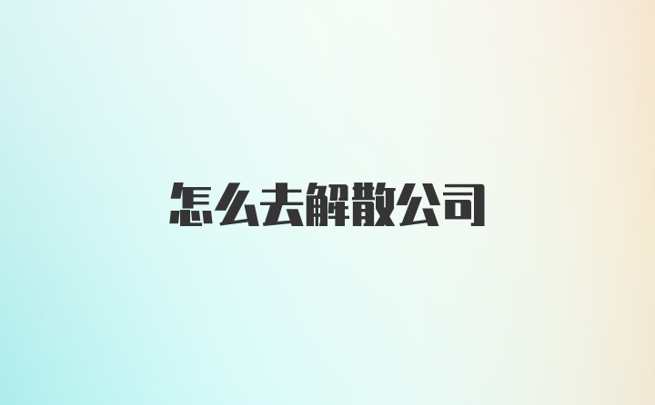 怎么去解散公司