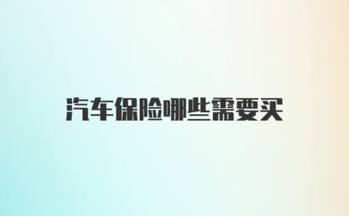 汽车保险哪些需要买