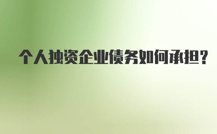 个人独资企业债务如何承担？