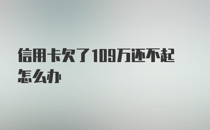 信用卡欠了109万还不起怎么办