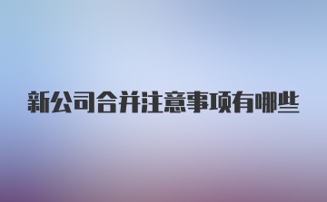 新公司合并注意事项有哪些