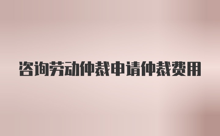 咨询劳动仲裁申请仲裁费用