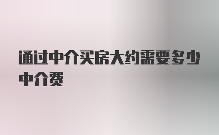 通过中介买房大约需要多少中介费