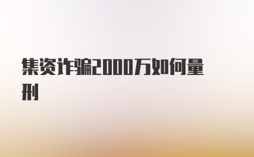 集资诈骗2000万如何量刑