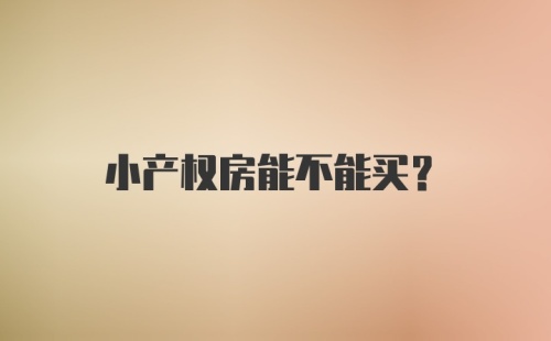 小产权房能不能买？