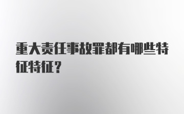 重大责任事故罪都有哪些特征特征？