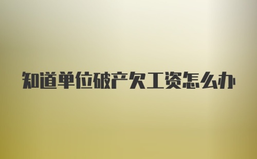 知道单位破产欠工资怎么办