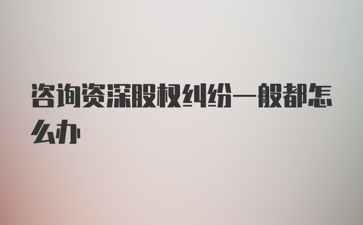 咨询资深股权纠纷一般都怎么办