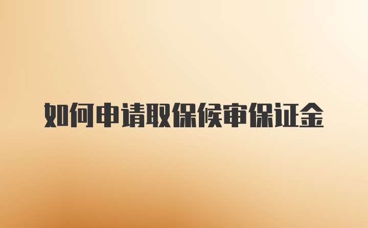 如何申请取保候审保证金