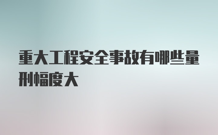 重大工程安全事故有哪些量刑幅度大