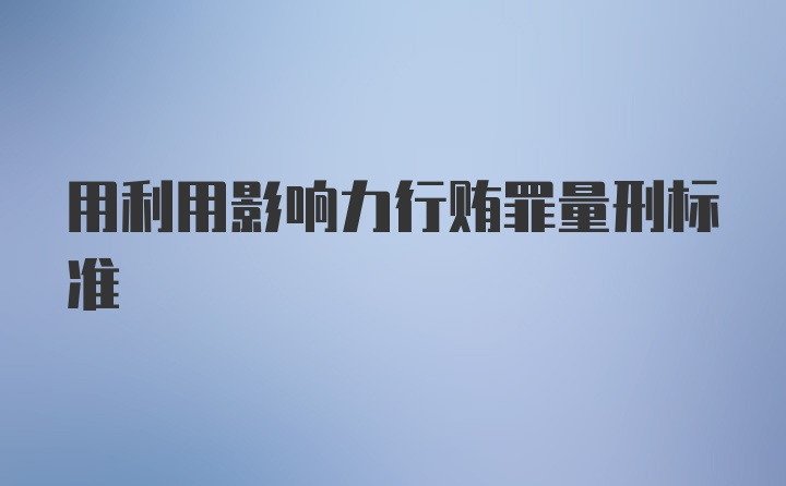 用利用影响力行贿罪量刑标准