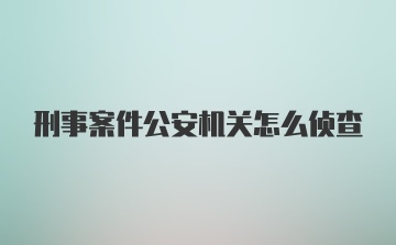 刑事案件公安机关怎么侦查